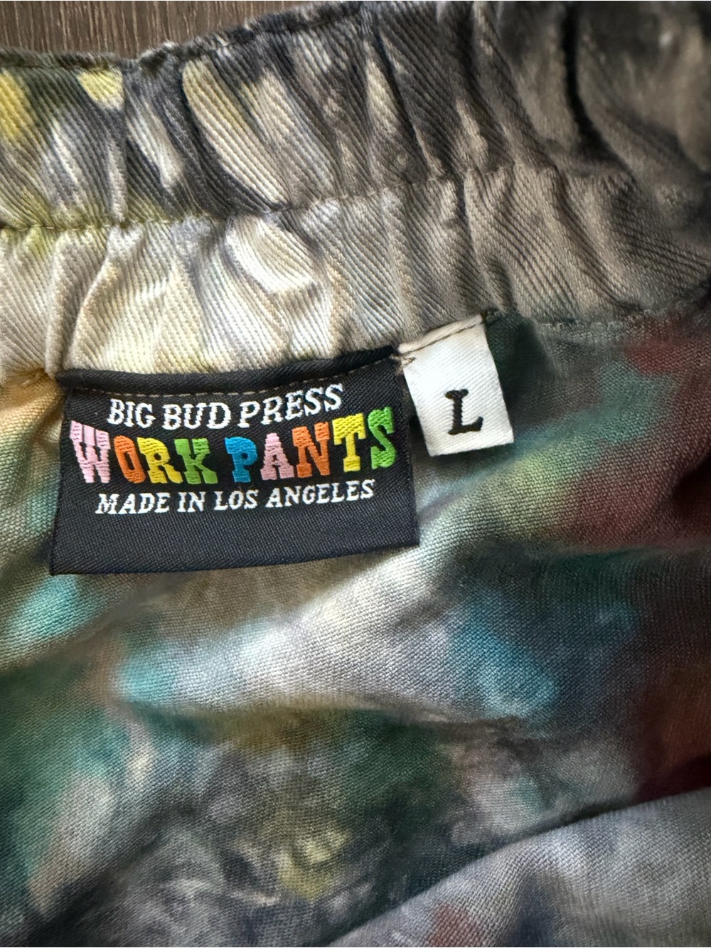 Big Bud Press Workpant Shorts In Rainbow Magic Waters Tie Dye Heavy Cotton - Picture 6 of 6